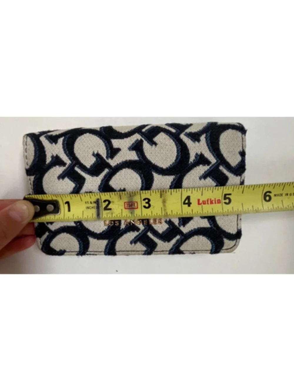 GUESS Los Angeles Monogram Women's Slim Wallet Clutch Black/Beige Elegant 5.5”